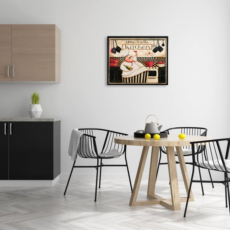Stupell Industries Home is in The Kitchen with Happy Chef Illustration Wall Art, 24x30, Beige - Image 2